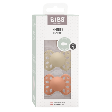 BIBS Chupete Tamaño 1 Silicona Simétrico Vainilla/Melocotón 2pcs