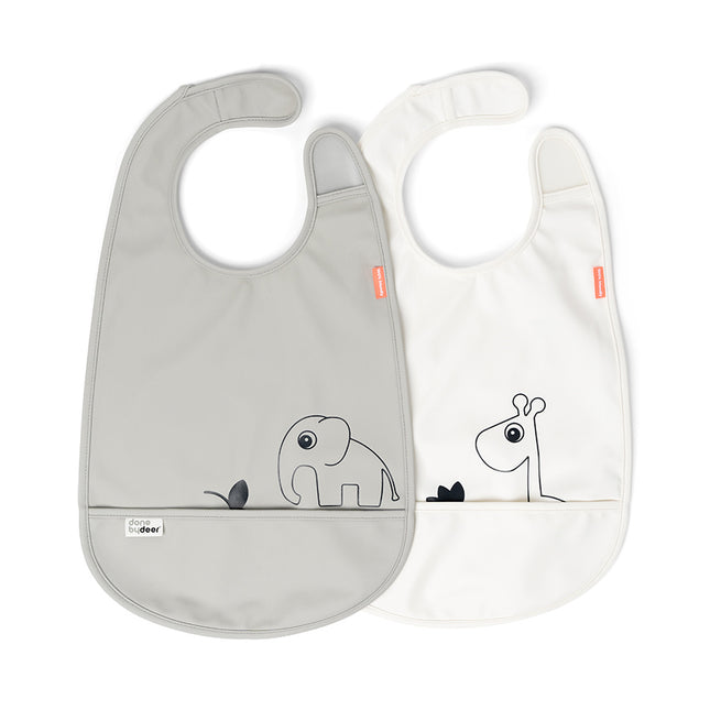 Done by Deer Babero Con Velcro Deer Friends Gris 2pcs