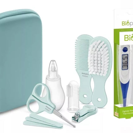 Kit de aseo para bebés Philips Avent Menta con termómetro Biopax