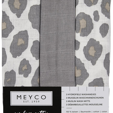 Meyco Paño 3St Pantera Neutro/Uni Gris/Pantera Neutro