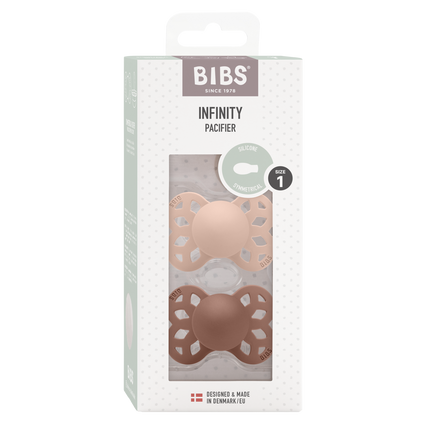 BIBS Chupete Tamaño 1 Silicona Simétrico Blush/Woodchuck 2pcs