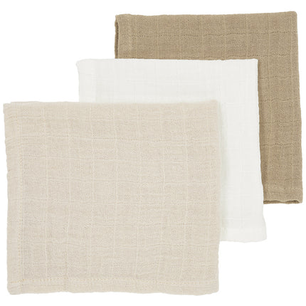 Paquete de 3 paños bucales Meyco Blanco hueso/Arena suave/Taupe 30X30cm