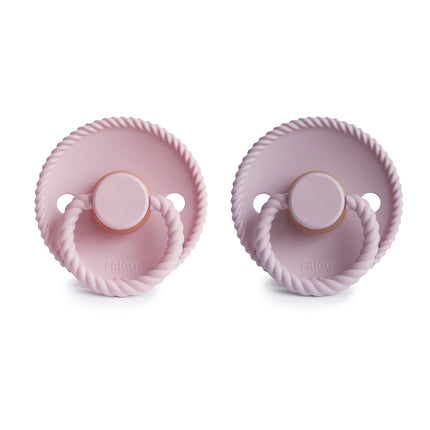 Tetina Frigg Tamaño 1 Cuerda Látex Rosa Bebé/Suave Lila 2-Pack