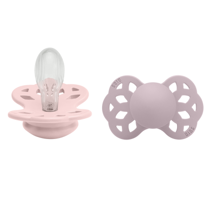 BIBS Chupete Tamaño 2 Silicona Simétrico Flor/Lila Oscuro 2pcs