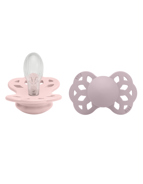 BIBS Chupete Tamaño 2 Silicona Simétrico Flor/Lila Oscuro 2pcs