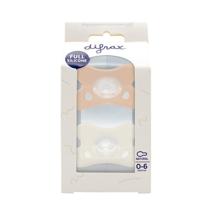 Difrax Chupete 0-6 Silicona Set De 2 Rosa / Blanco