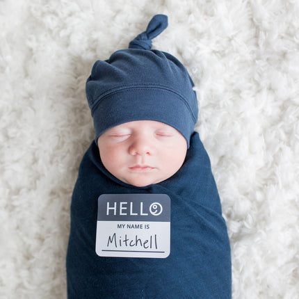 Lulujo Paño Hidrófilo Con Gorro Y Pegatina Azul Marino