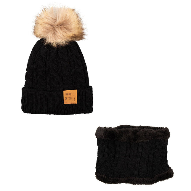 Set de invierno con gorro para bebé Baby Dutch Negro