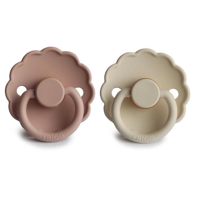 Paquete de 2 tetinas de silicona Frigg tamaño 1 Daisy Blush/Crema