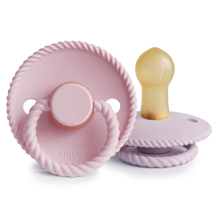 Tetina Frigg Tamaño 1 Cuerda Látex Rosa Bebé/Suave Lila 2-Pack