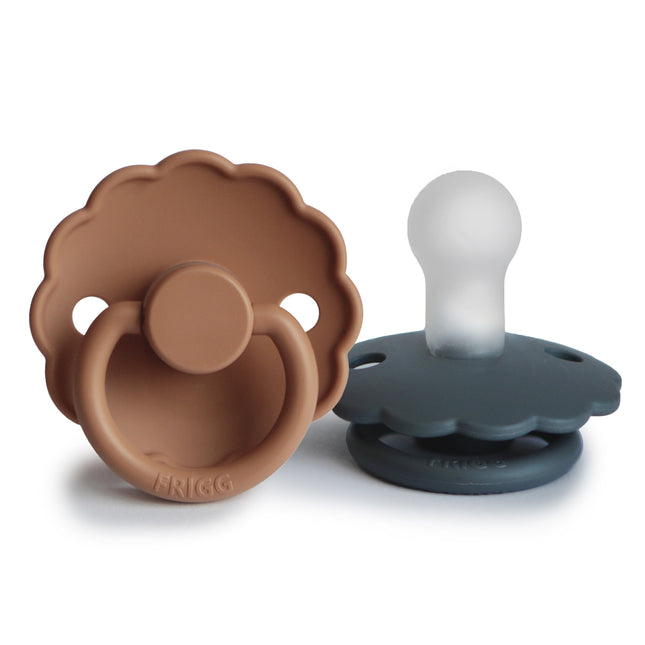 Paquete de 2 tetinas Frigg Tamaño 2 Daisy Graph/Melocotón Bronce Silicona