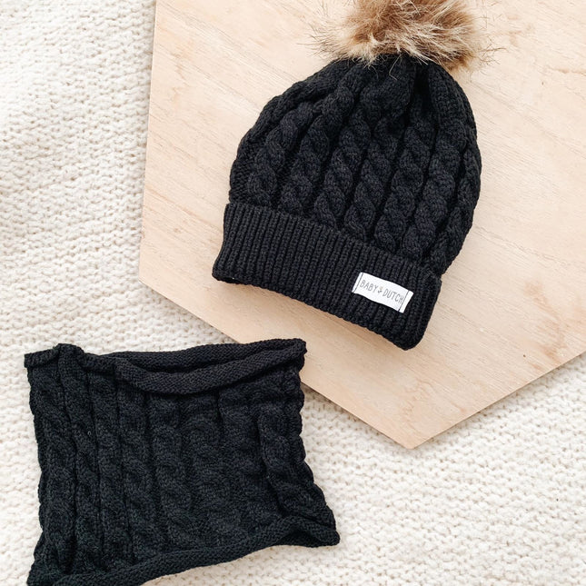 Set de invierno con gorro para bebé Baby Dutch Negro