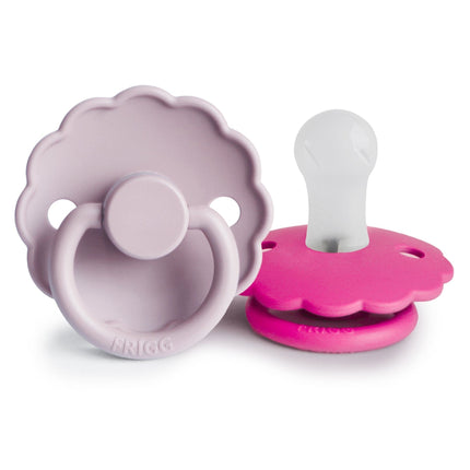 Chupete Frigg Tamaño 1 Daisy Soft Silicona Lila/Fucsia Paquete de 2