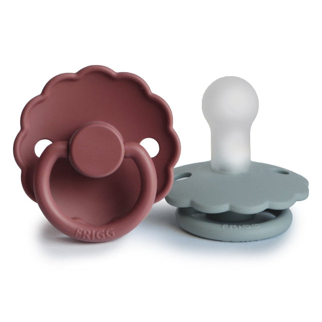 Frigg Speen Maat 1 Daisy French Gray/Woodch Silicone 2 - Pack - Frigg - Babywinkel - 5715239010885