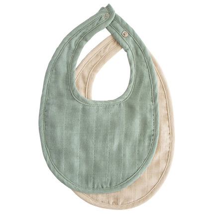 Mushie Slabbetje Roman Green/Fog 2St - Babywinkel - 810052469607