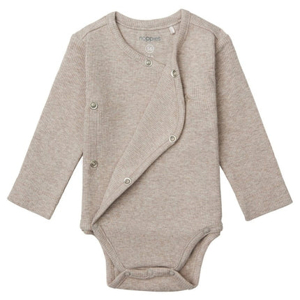 Noppies Romper Lange Mouwen Rib Nino Taupe Melange - Noppies - Babywinkel - 8719788883935