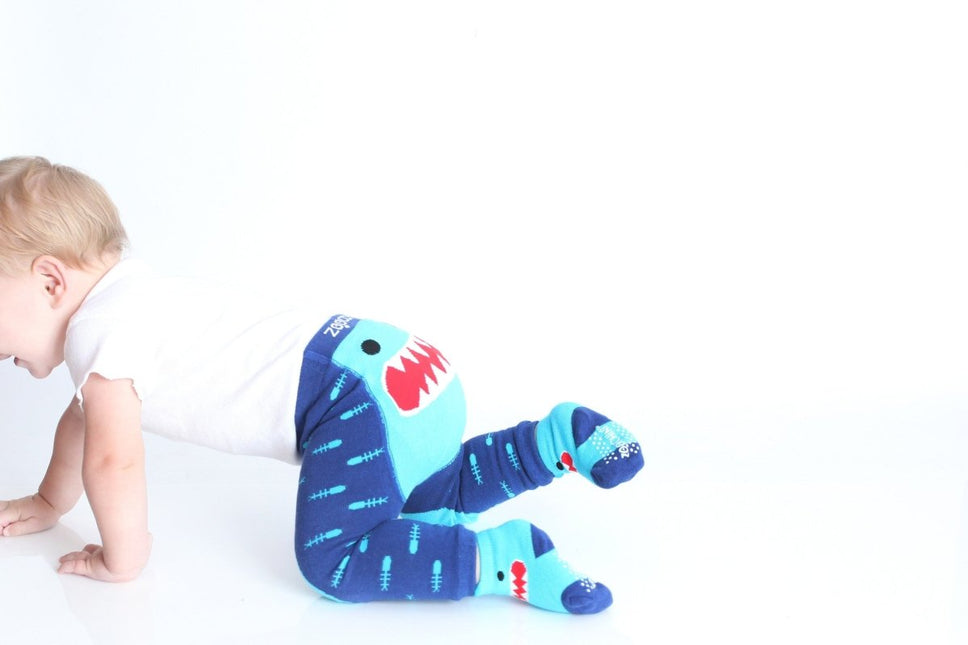 Zoocchini Baby Legging Sherman The Shark Inclusief Sokjes 6/12 Mnd - Zoocchini - Babywinkel - 855409006630